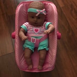 My Sweet Love Baby Doll with Carrier and Handle Doll Play Set African American